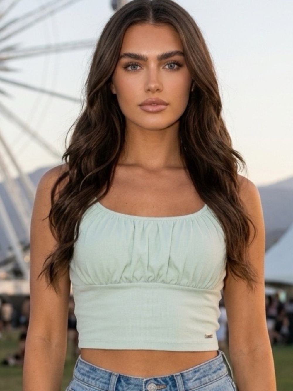Hollister Milkmaid Cropped Top Women XS Dainty Coquette Beachy Festival Boho
